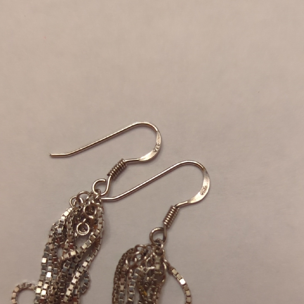 Sterling Silver Fringe Dangle Earrings - Picture 4 of 4